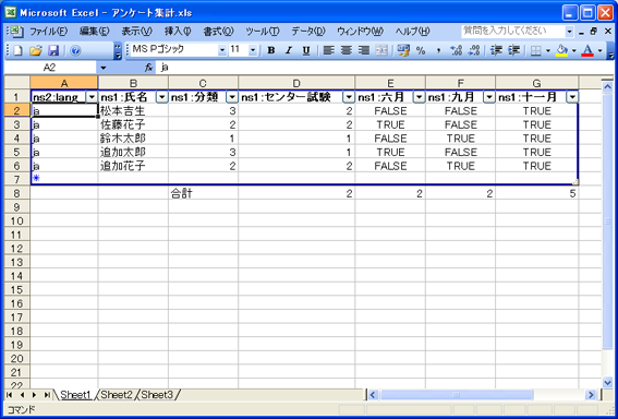 先生のためのinfopathとexcel03 アンケート集計を合理化する ４ 兵庫県立西宮香風高等学校 松本吉生